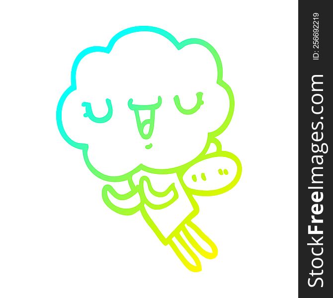 Cold Gradient Line Drawing Cute Cartoon Cloud Head Creature