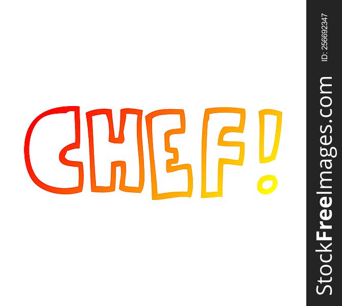 warm gradient line drawing of a cartoon word chef
