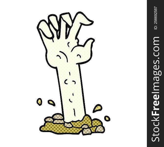 Cartoon Zombie Hand Rising From Ground
