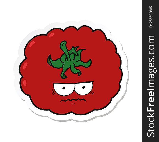 Sticker Of A Cartoon Angry Tomato
