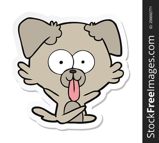 Sticker Of A Cartoon Dog With Tongue Sticking Out