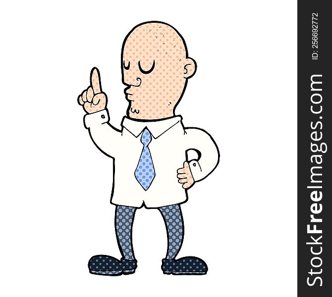 cartoon bald man with idea