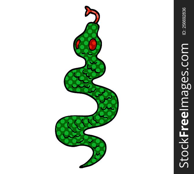 Cartoon Doodle Green Snake