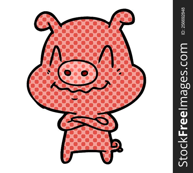 nervous cartoon pig. nervous cartoon pig