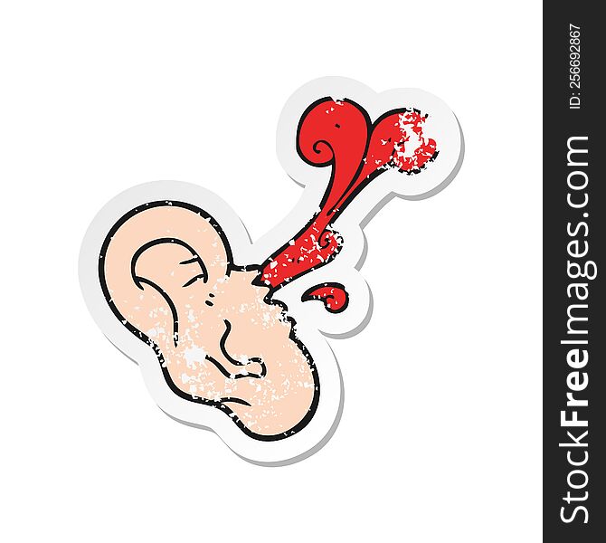 retro distressed sticker of a cartoon severed ear