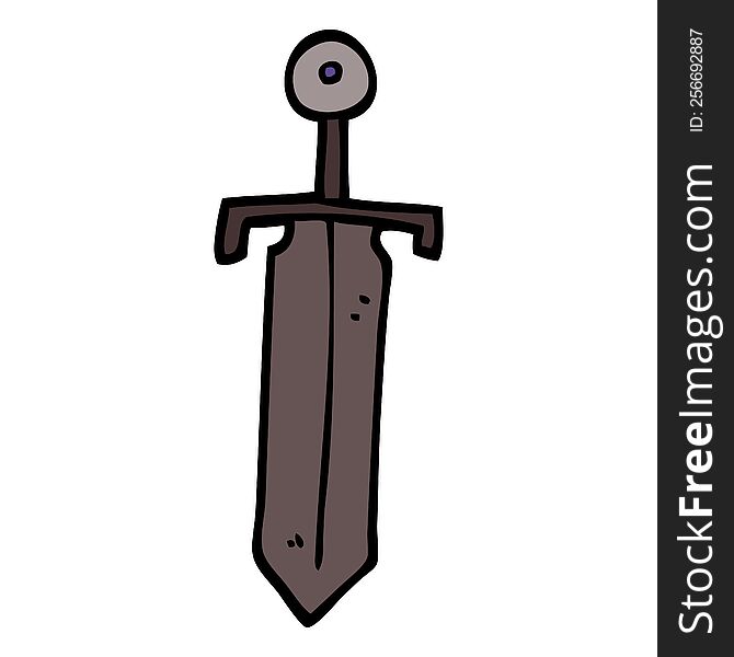 Cartoon Doodle Old Sword