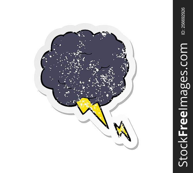 Retro Distressed Sticker Of A Cartoon Thundercloud Symbol