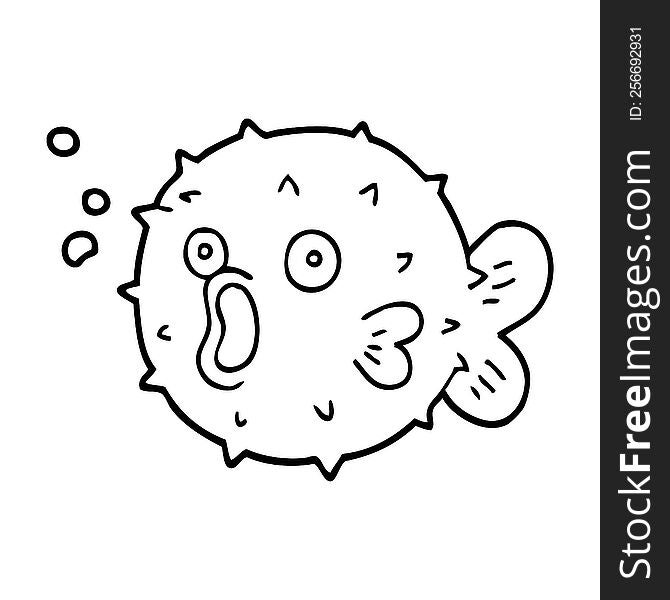 Line Drawing Cartoon Blow Fish