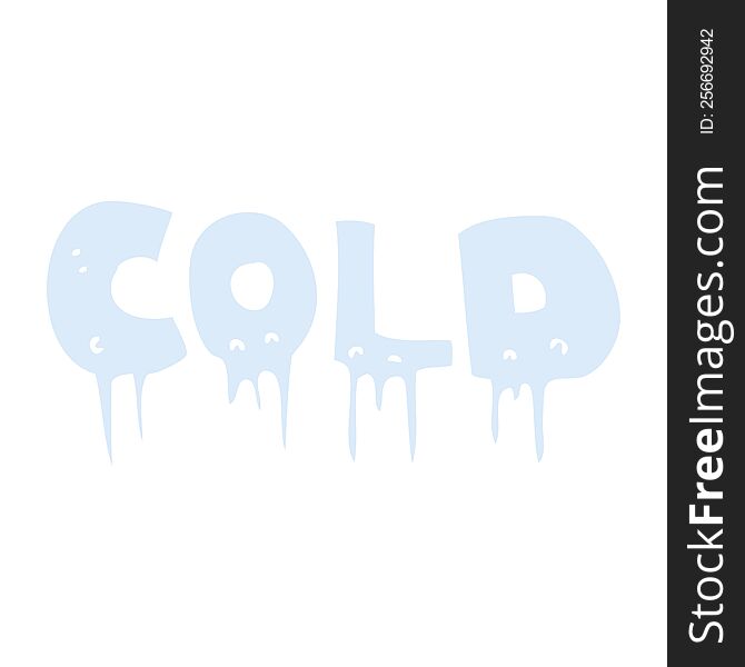 Flat Color Illustration Of A Cartoon Word Cold