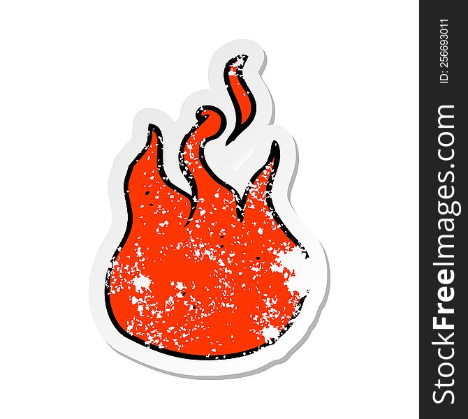 retro distressed sticker of a cartoon flame symbol