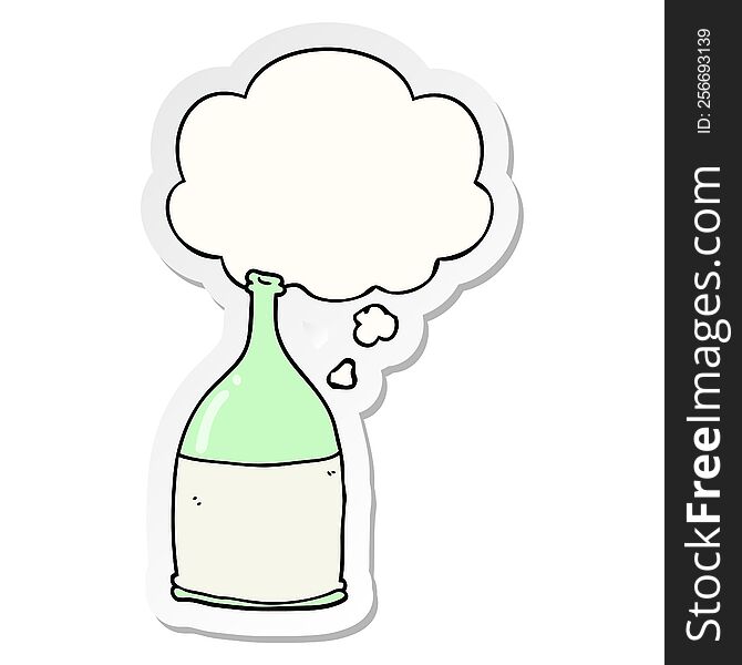 Cartoon Bottle And Thought Bubble As A Printed Sticker