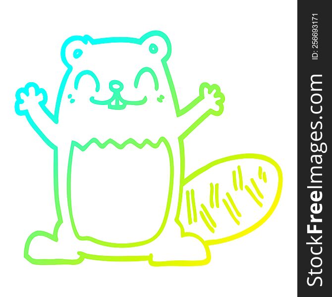 Cold Gradient Line Drawing Cartoon Beaver