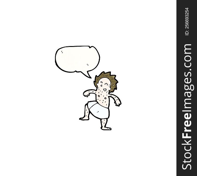 Cartoon Man In Towel With Speech Bubble