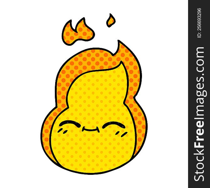 freehand drawn cartoon of cute kawaii fire flame