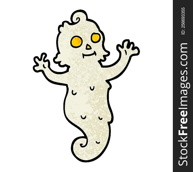Grunge Textured Illustration Cartoon Spooky Ghost
