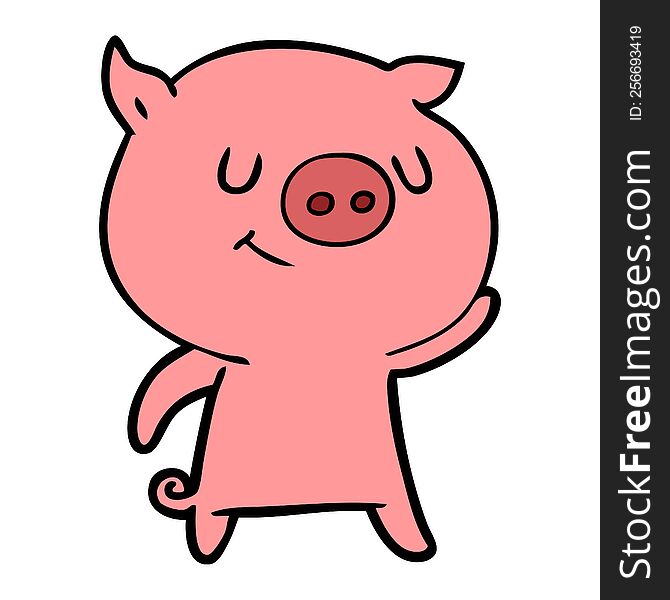 happy cartoon pig. happy cartoon pig
