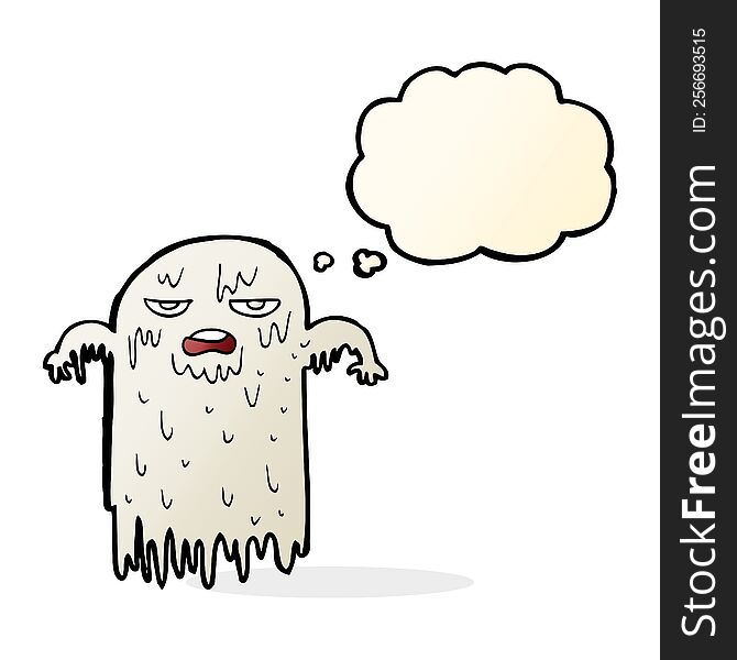 Cartoon Slimy Ghost With Thought Bubble