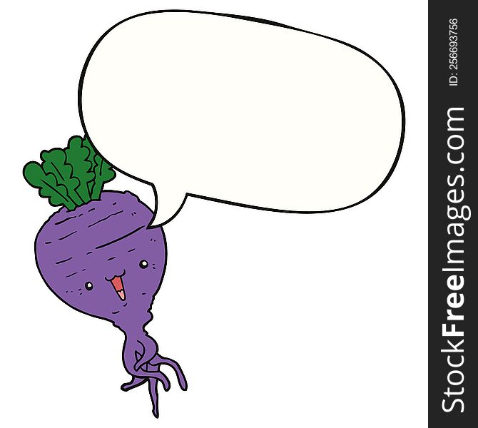 Cartoon Turnip And Speech Bubble