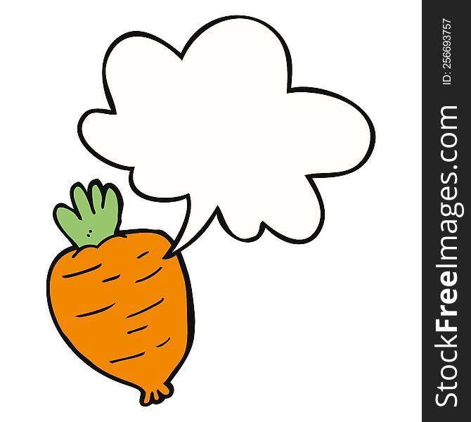 Cartoon Root Vegetable And Speech Bubble