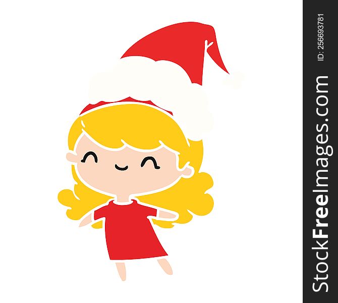 hand drawn christmas cartoon of kawaii girl