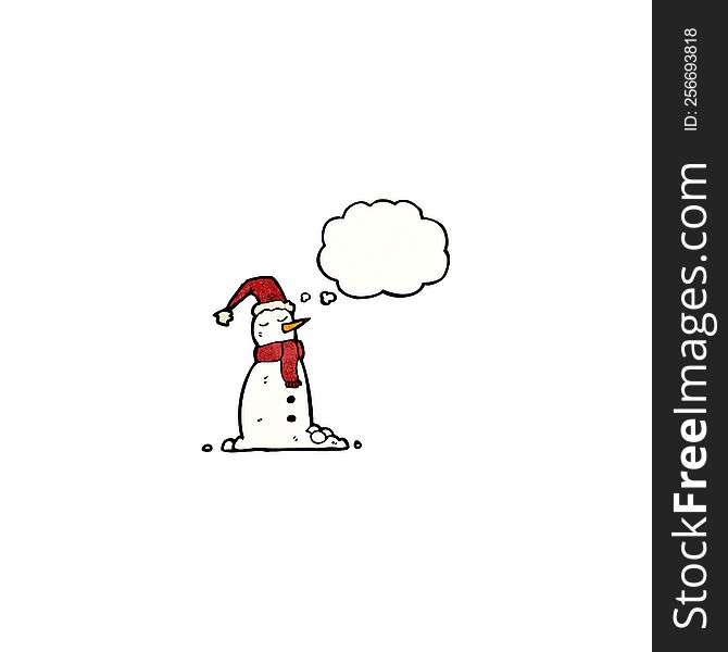 Snowman With Thought Bubble Cartoon