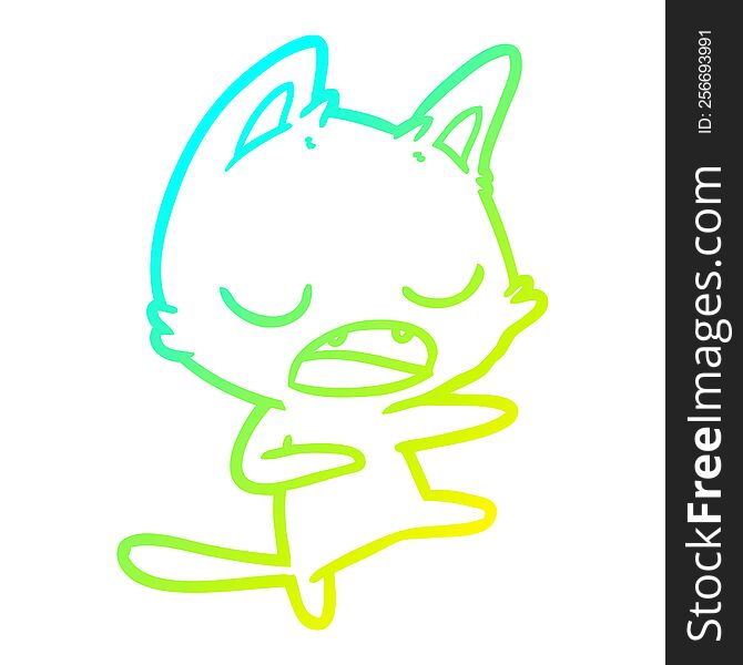 Cold Gradient Line Drawing Talking Cat Dancing