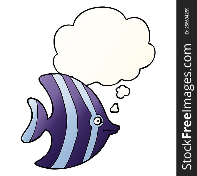 cartoon angel fish with thought bubble in smooth gradient style