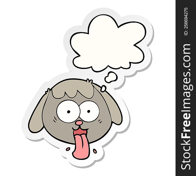 cartoon dog face panting and thought bubble as a printed sticker