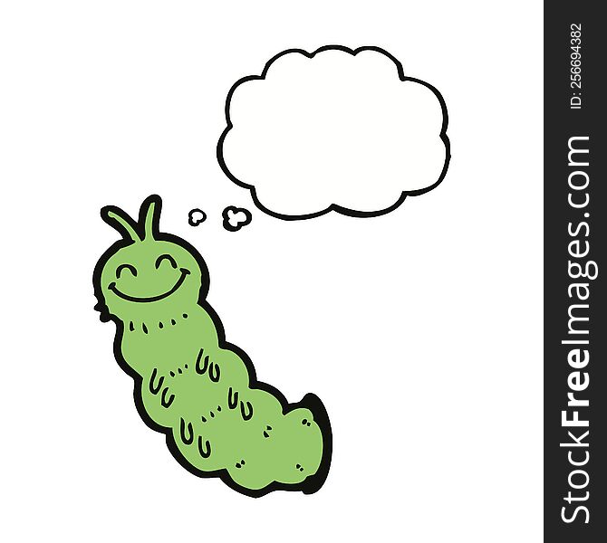 Cartoon Caterpillar With Thought Bubble