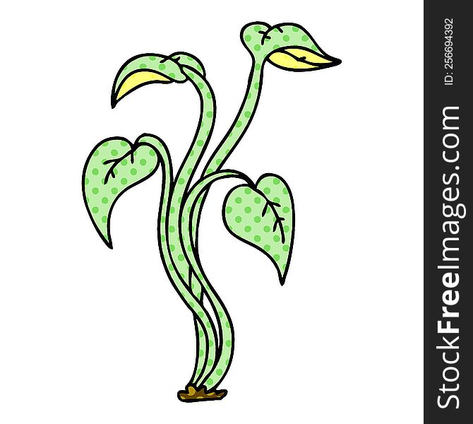 Quirky Comic Book Style Cartoon Plant