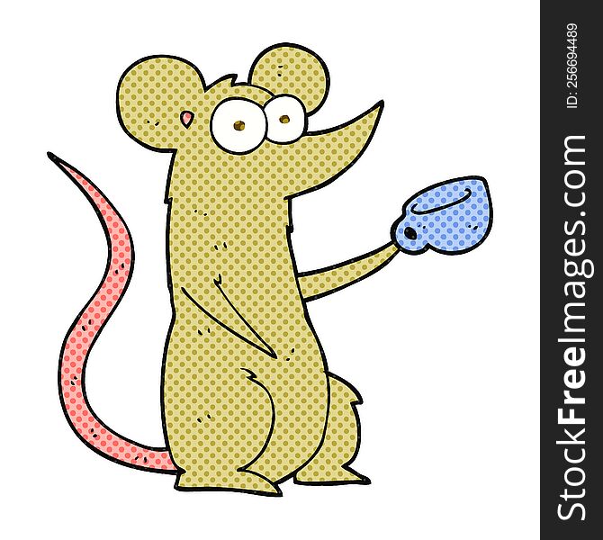 Cartoon Mouse With Coffee Cup