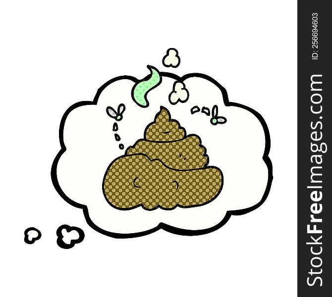 freehand drawn thought bubble cartoon gross poop