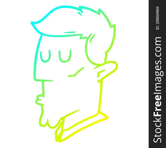 cold gradient line drawing of a cartoon serious man