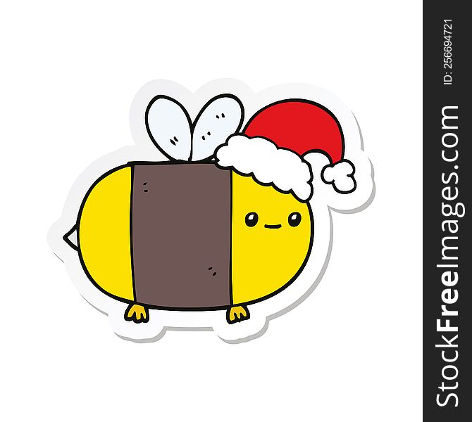 sticker of a cartoon christmas bee