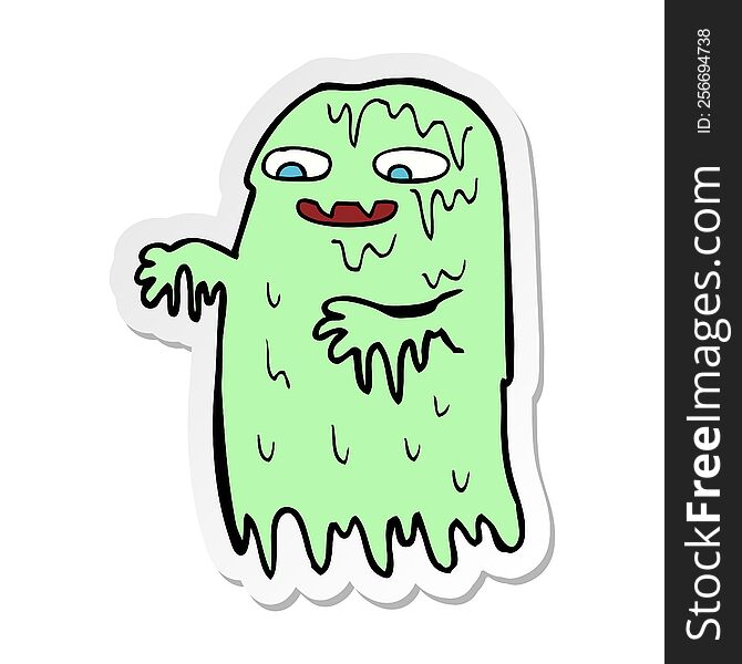 sticker of a cartoon gross slime ghost