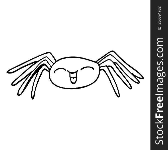 line drawing cartoon happy spider