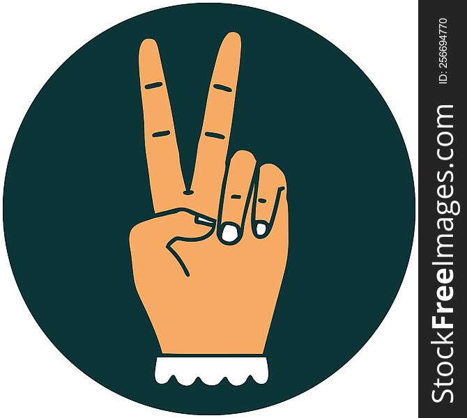 peace symbol two finger hand gesture icon