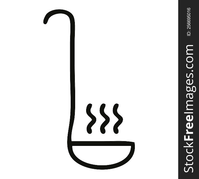 line drawing cartoon of a kitchen ladle