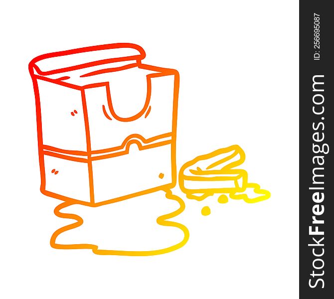 Warm Gradient Line Drawing Empty Box Of Fries
