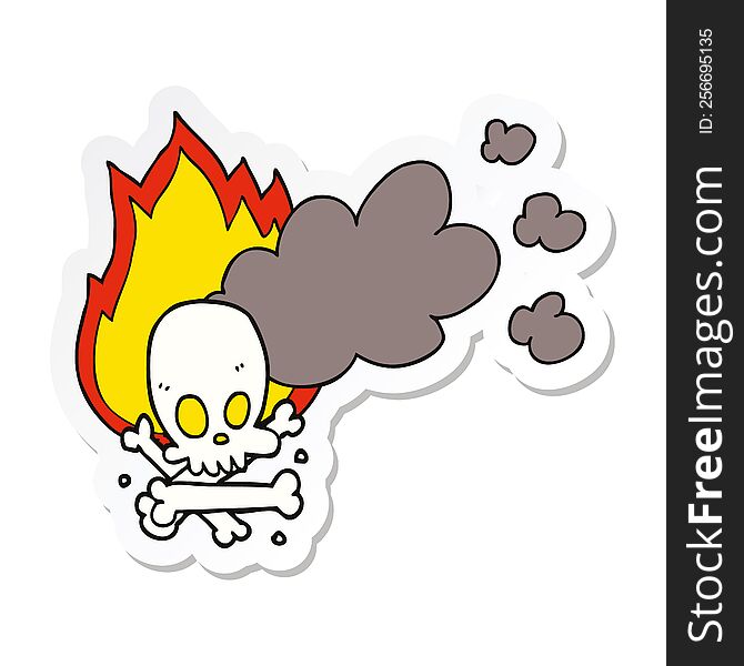 sticker of a cartoon spooky burning bones