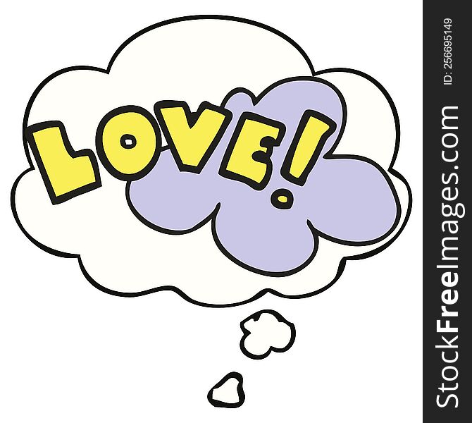 Cartoon Word Love And Thought Bubble