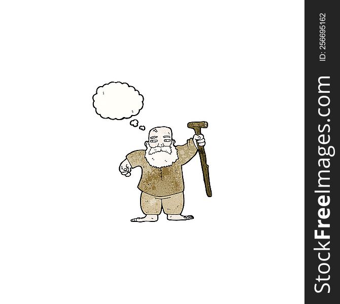 Cartoon Old Man With Thought Bubble