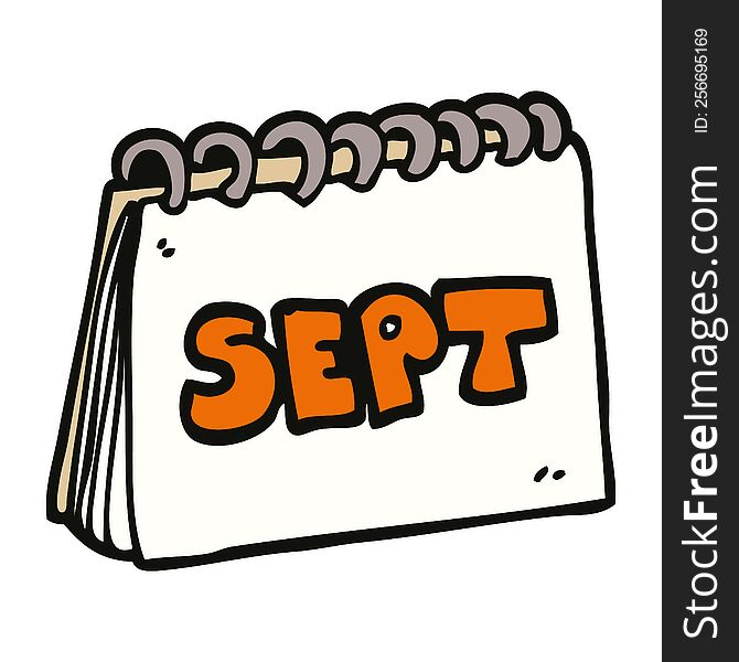 cartoon doodle calendar showing month of september