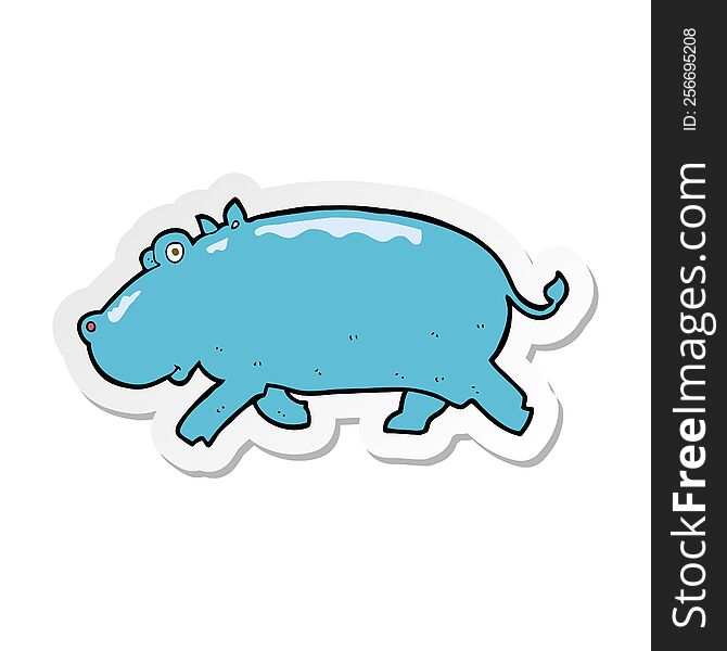 sticker of a cartoon hippopotamus