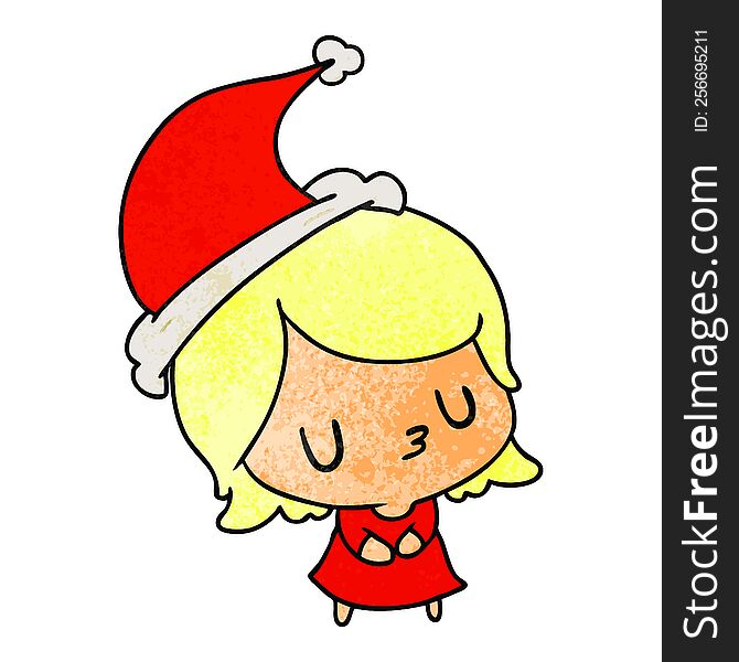 Christmas Textured Cartoon Of Kawaii Girl