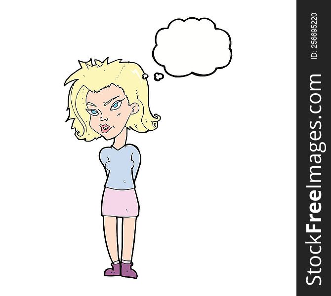 Cartoon Woman With Thought Bubble