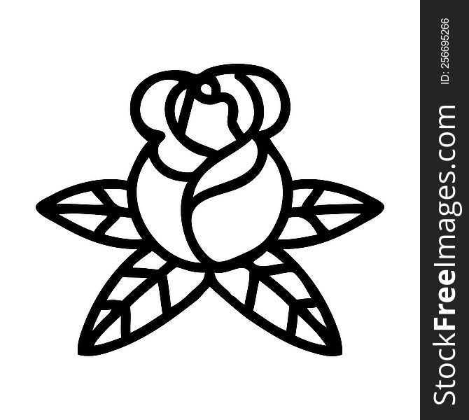 black line tattoo of a single rose