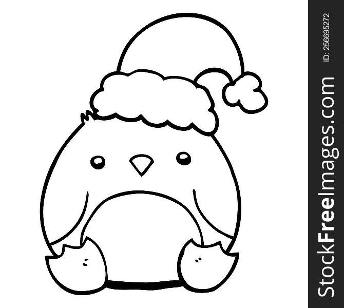 cute cartoon penguin wearing christmas hat