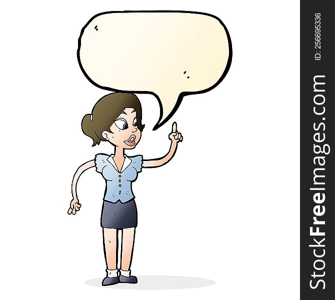 Cartoon Woman With Great Idea With Speech Bubble