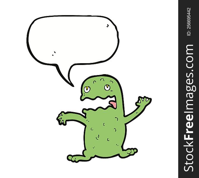 Cartoon Funny Frog With Speech Bubble